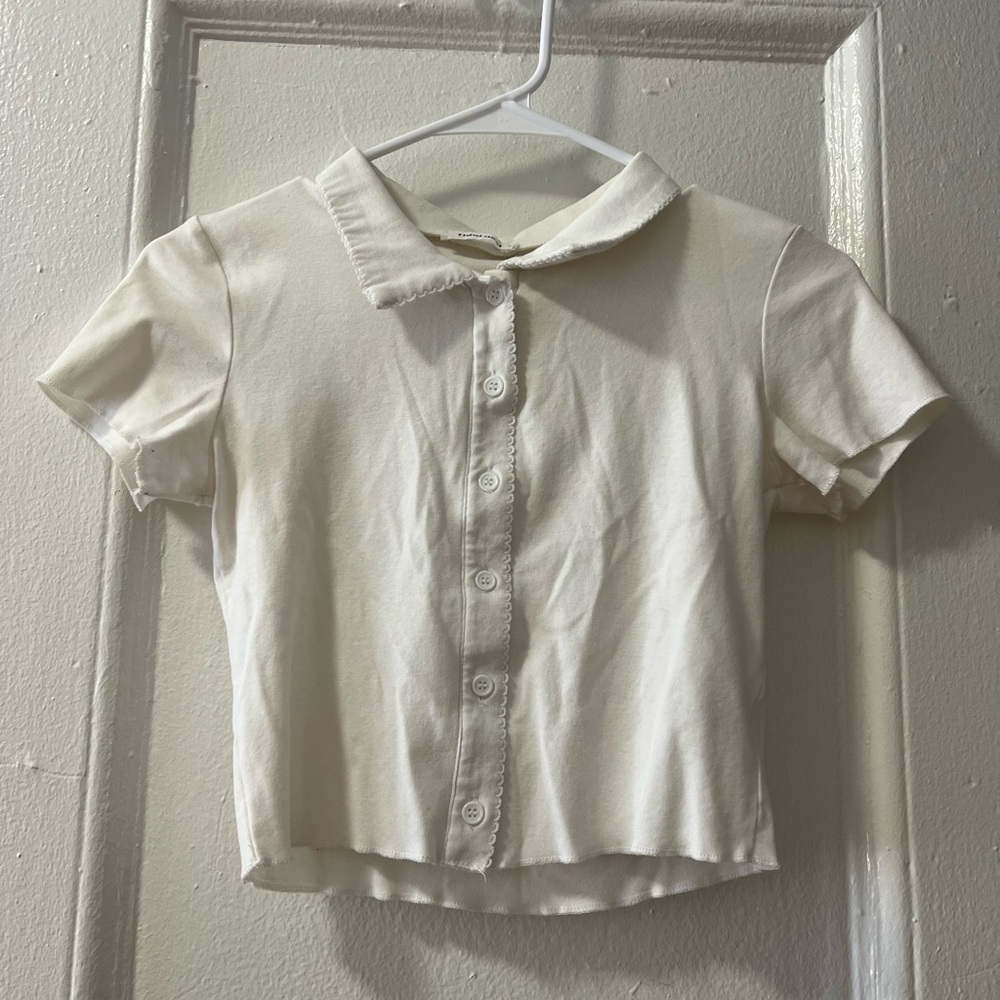 White button up cotton top